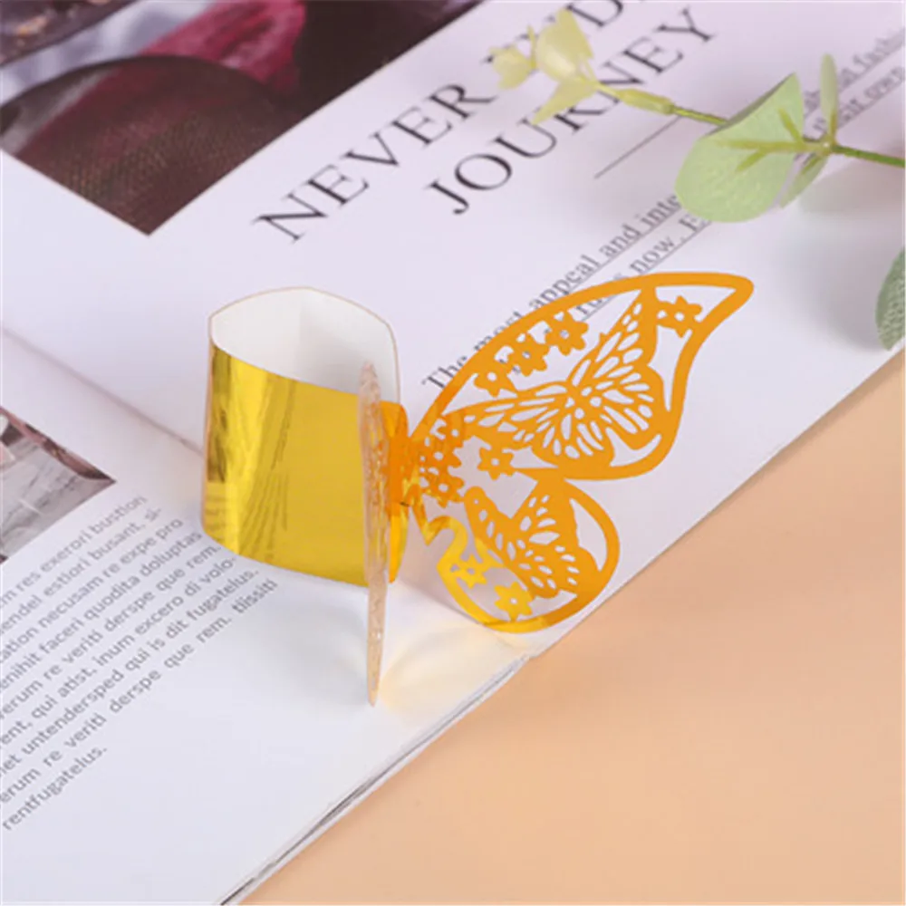 100 / PCS new 3D butterfly napkin ring wedding banquet venue decoration props color laser hollowed out napkin buckle
100 / PCS new 3D butterfly napkin ring wedding banquet venue decoration props color laser hollowed out napkin buckle