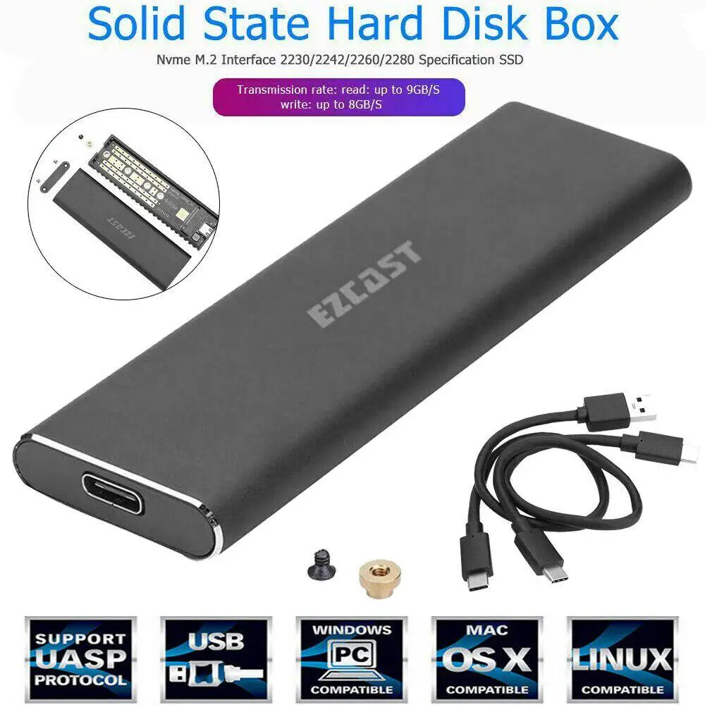 M2 SSD Hard Case NVME PCIe Enclosure M.2 to USB Type C 3.1 GEN2 M Key Adapter For Nvme M.2 Interface 2230/2242/2260/2280 SSD
M2 SSD Hard Case NVME PCIe Enclosure M.2 to USB Type C 3.1 GEN2 M Key Adapter For Nvme M.2 Interface 2230/2242/2260/2280 SSD