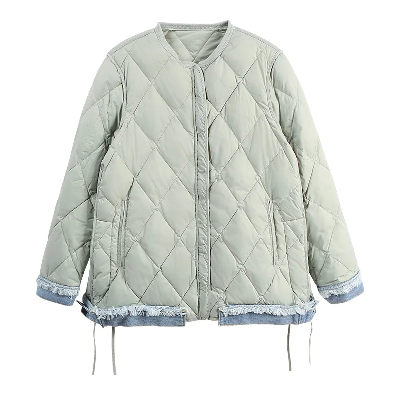 Куртка женская джинсовая короткая с круглым вырезом, Модный легкий пуховик свободного покроя в клетку, с длинными рукавами, со стразами, зима 2021
Куртка женская джинсовая короткая с круглым вырезом, Модный легкий пуховик свободного покроя в клетку, с длинными рукавами, со стразами, зима 2021