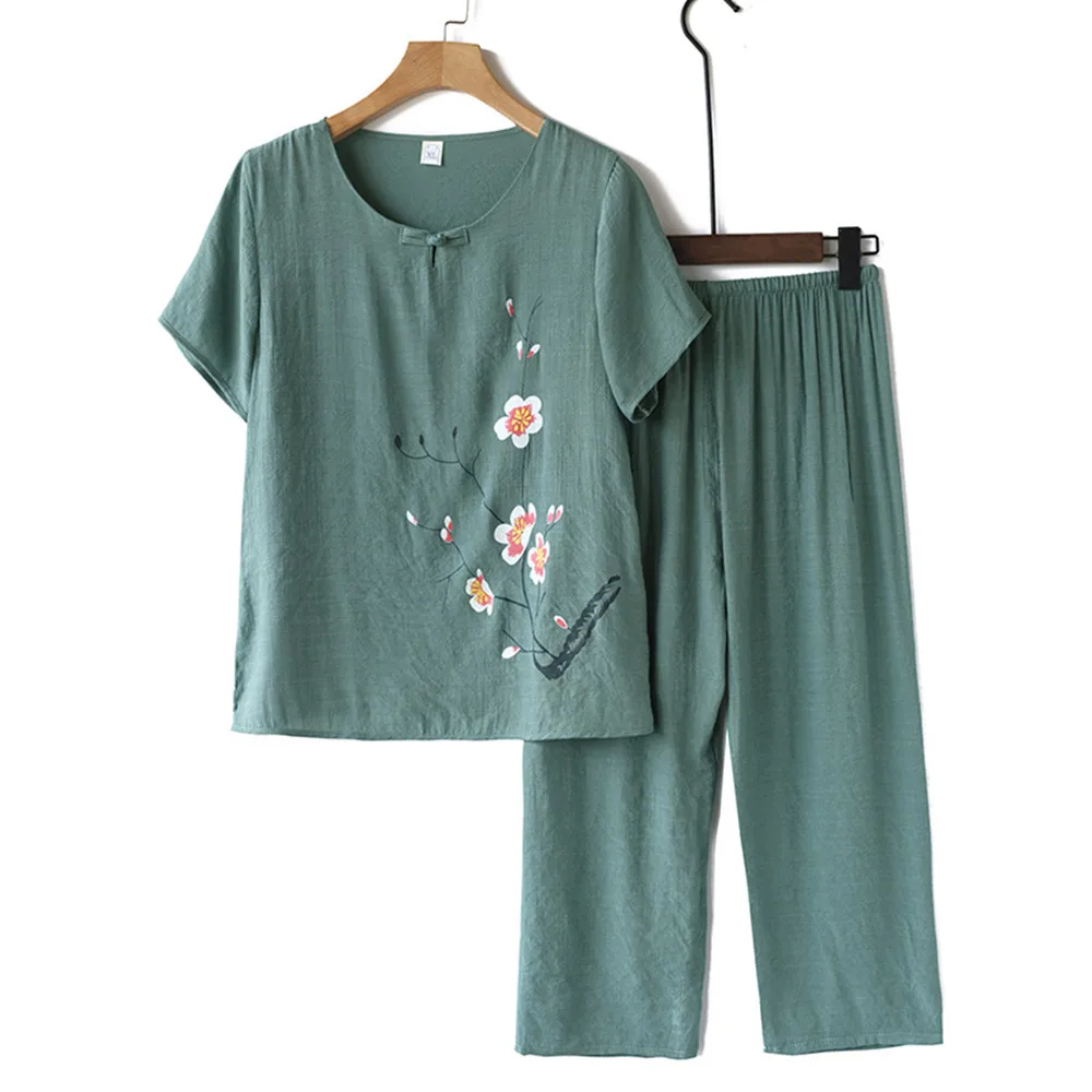 Fdfklak Plus Size 3XL 4XL Mother Pajamas Sets Summer New Women Cotton Linen 2PCS Sleepwear Thin Short Sleeve Pyjamas Suit
Fdfklak Plus Size 3XL 4XL Mother Pajamas Sets Summer New Women Cotton Linen 2PCS Sleepwear Thin Short Sleeve Pyjamas Suit