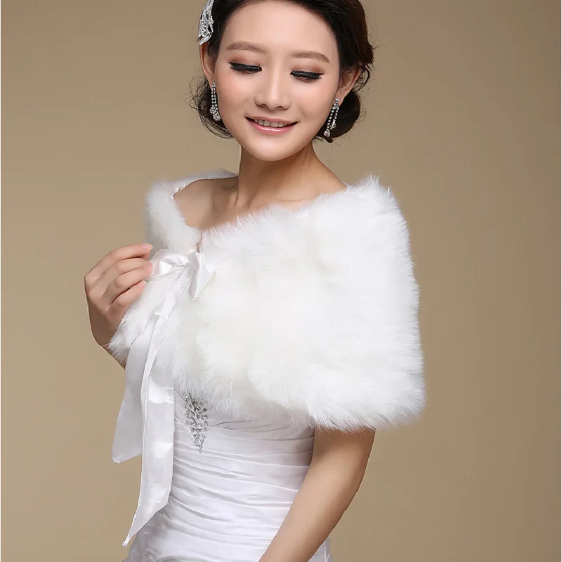 В наличии меховая Шаль Свадебная накидка для вечернее платье Cheongsam верхняя