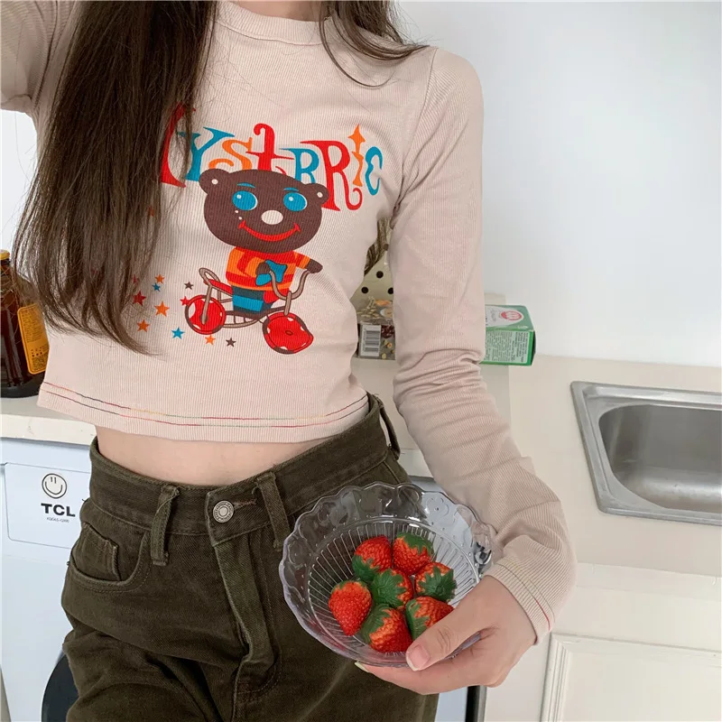 Women Y2k Harajuku Cartoon Print Long-Sleeved Cartoon Print Blouse Long-Sleeved Round Neck Lettering Short Women Clothing
Women Y2k Harajuku Cartoon Print Long-Sleeved Cartoon Print Blouse Long-Sleeved Round Neck Lettering Short Women Clothing