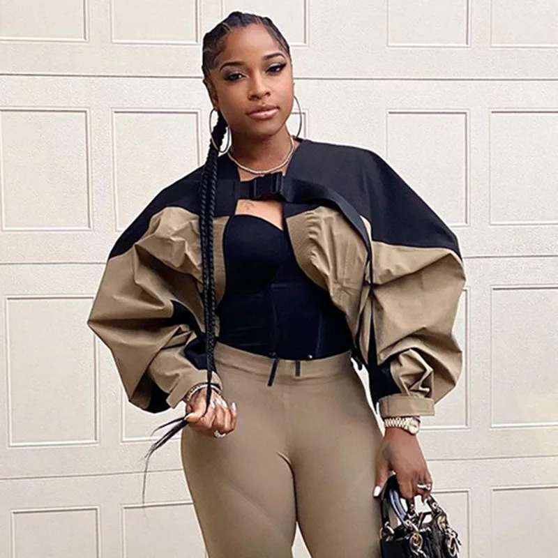 Punk Streetwear Women's Long Sleeve Jacket Cardigan Short Jacket Ladies Autumn Casual Loose Lantern Sleeve Contrasting Top
Punk Streetwear Women's Long Sleeve Jacket Cardigan Short Jacket Ladies Autumn Casual Loose Lantern Sleeve Contrasting Top