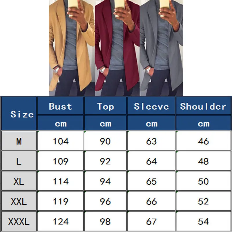 Fashion Winter Men Trench Long Jackets Coats Overcoat Classic Jackets Solid Slim Fit Outwear Hombre Men Clothes 5 Colors
Fashion Winter Men Trench Long Jackets Coats Overcoat Classic Jackets Solid Slim Fit Outwear Hombre Men Clothes 5 Colors
