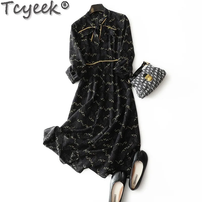 Tcyeek Spring Summer Dress 2021 Elegant 100% Silk Dress Female Korean Floral Dresses for Women Long Sleeve Vestido De Mujer 98
Tcyeek Spring Summer Dress 2021 Elegant 100% Silk Dress Female Korean Floral Dresses for Women Long Sleeve Vestido De Mujer 98