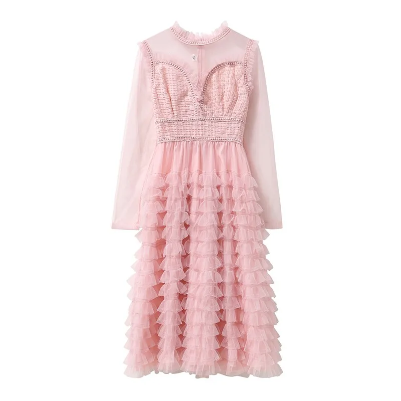 Хепберн Стиль элегантные пастельных из пряжи и тюля; Сезон весна-осень; С трапецеевидным силуэтом для девушек с высокой талией оборки длинн... 
Хепберн Стиль элегантные пастельных из пряжи и тюля; Сезон весна-осень; С трапецеевидным силуэтом для девушек с высокой талией оборки длинн...