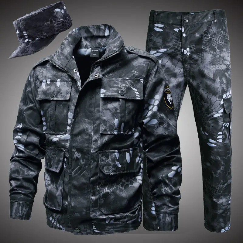 Tactical Training Suit Military Uniform Snake Camouflage Hunting Jacket Coat and Pants Paintball Clothes Sets 10 Pockets
Tactical Training Suit Military Uniform Snake Camouflage Hunting Jacket Coat and Pants Paintball Clothes Sets 10 Pockets