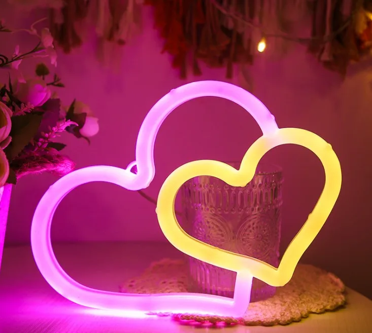 Decorative Love Neon Light Dual-Heart Sign Lamp Party Decoration Wall Night Lamp Hangable Artistic Light for Bedroom Game Room
Decorative Love Neon Light Dual-Heart Sign Lamp Party Decoration Wall Night Lamp Hangable Artistic Light for Bedroom Game Room