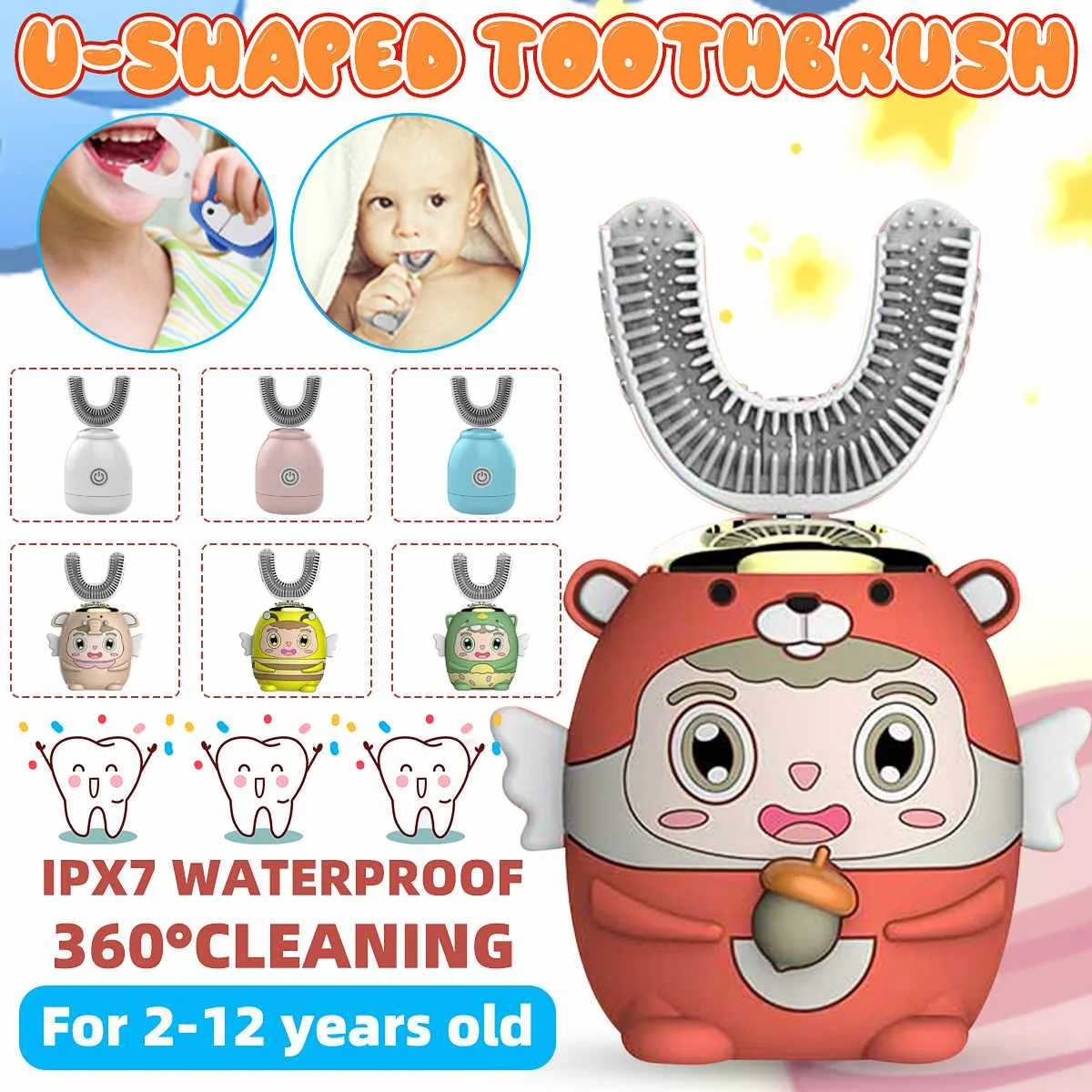 360 Degrees U-shaped Smart Electric Toothbrush Kids Children Electric Toothbrush Silicone Automatic Ultrasonic Teeth Tooth Brush
360 Degrees U-shaped Smart Electric Toothbrush Kids Children Electric Toothbrush Silicone Automatic Ultrasonic Teeth Tooth Brush