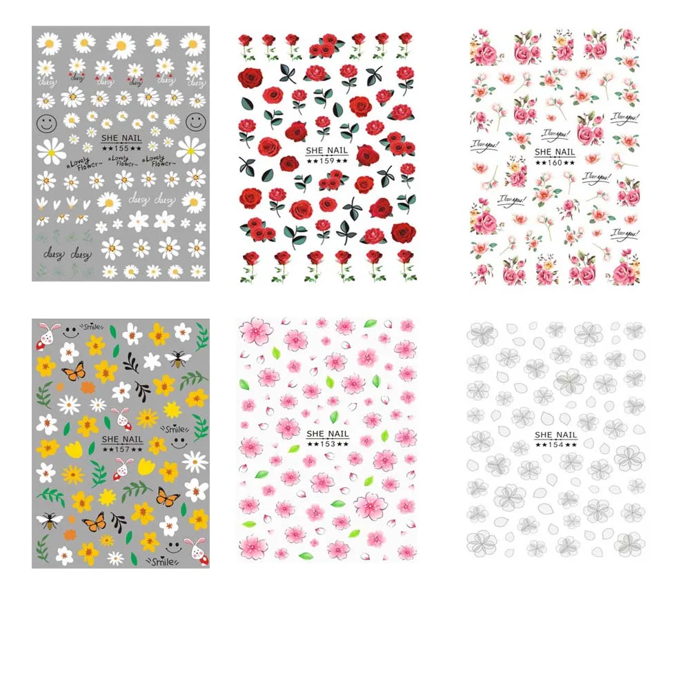 flower nail decals small daisy rose pink yellow colors 3D manicure big size self glue nail art sticker JM010
flower nail decals small daisy rose pink yellow colors 3D manicure big size self glue nail art sticker JM010