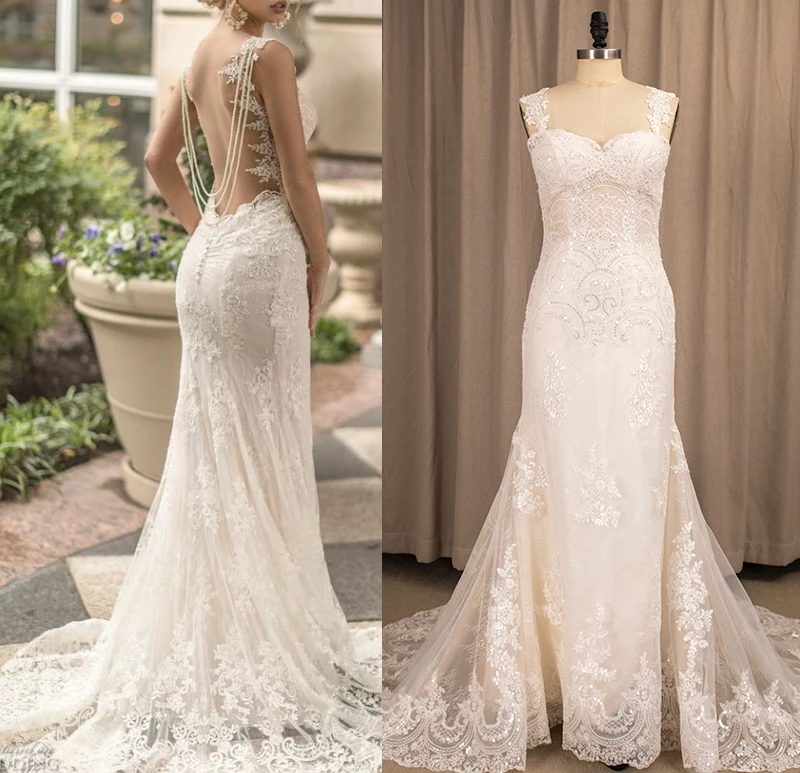 #4202 Gorgeous Elegant Slim-fitted Mermaid Sweetheart Lace Wedding Dresses Bridal Gowns Fishtail European Fashion Bride's Dress
#4202 Gorgeous Elegant Slim-fitted Mermaid Sweetheart Lace Wedding Dresses Bridal Gowns Fishtail European Fashion Bride's Dress