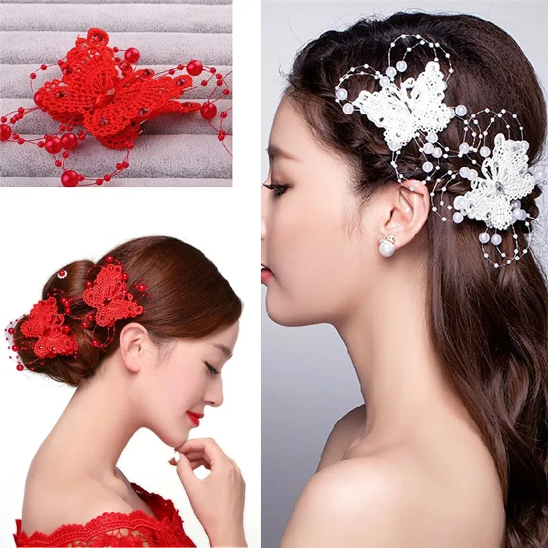 Wedding Bridal Bridesmaid Red White Crystal Pearl Butterfly Hairwear Hair Pin Women Hair Styling Accessories
Wedding Bridal Bridesmaid Red White Crystal Pearl Butterfly Hairwear Hair Pin Women Hair Styling Accessories