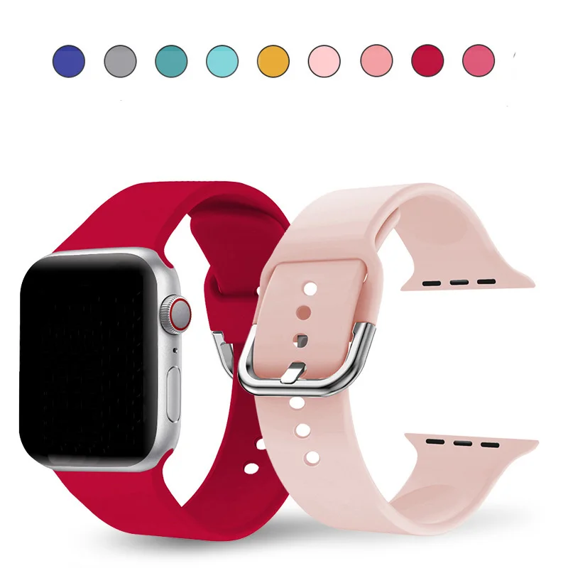Силиконовые спортивные ремешок для наручных часов Apple Watch 1/2/3/4 38/40/42/44 мм резиновый