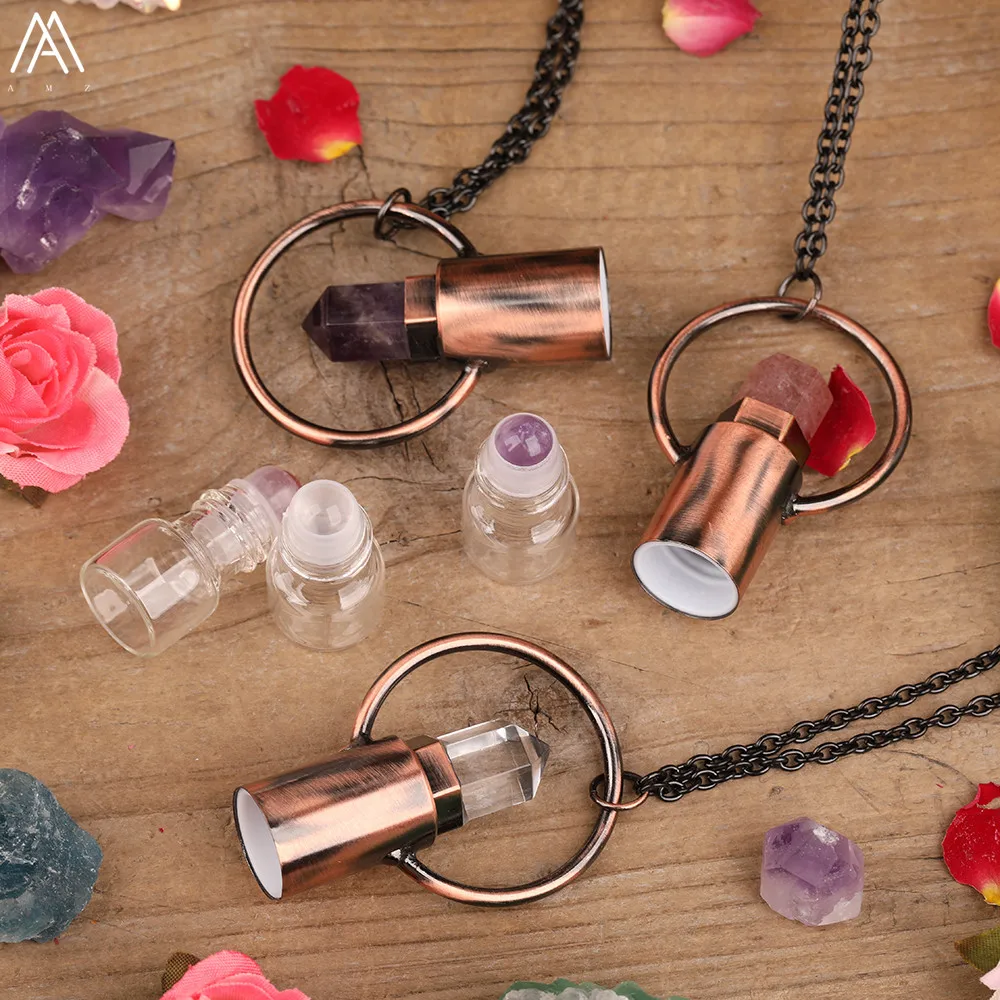 2ML Natural Amethysts Strawberry Quartz Roll On Perfume Bottle Pendant Necklace Women Quartz Crystal Essential Oil Roller Bottle
2ML Natural Amethysts Strawberry Quartz Roll On Perfume Bottle Pendant Necklace Women Quartz Crystal Essential Oil Roller Bottle