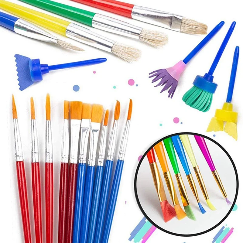 34 PCS Washable Painting Tools Sets Include Paint Cups with Muti Size Paint Brushes and Palette Trays for Kids Art Gifts 
34 PCS Washable Painting Tools Sets Include Paint Cups with Muti Size Paint Brushes and Palette Trays for Kids Art Gifts