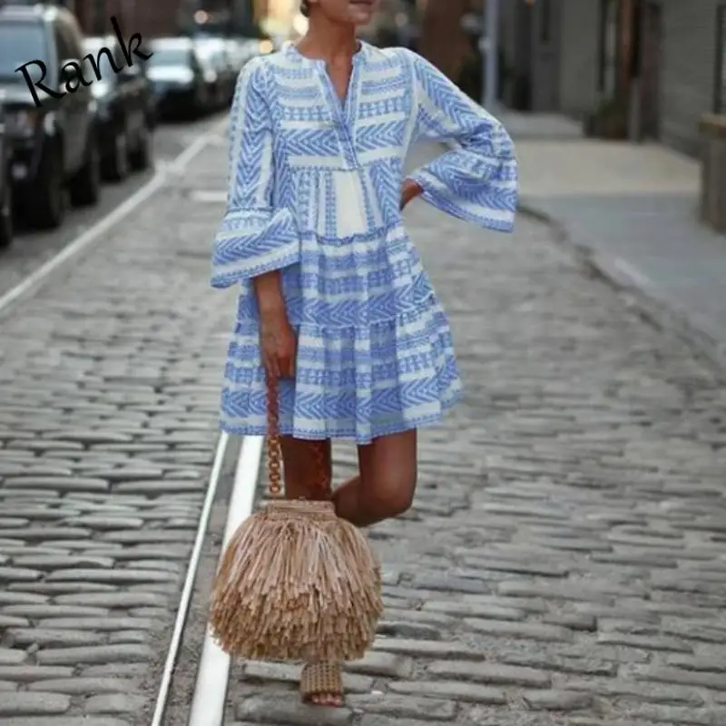 Rank Beach Party Mini Dress 2021 New Boho Printed Casual Short Geometric Ruffled Casual Elegant Ladies Holiday Loose Party Dress
Rank Beach Party Mini Dress 2021 New Boho Printed Casual Short Geometric Ruffled Casual Elegant Ladies Holiday Loose Party Dress