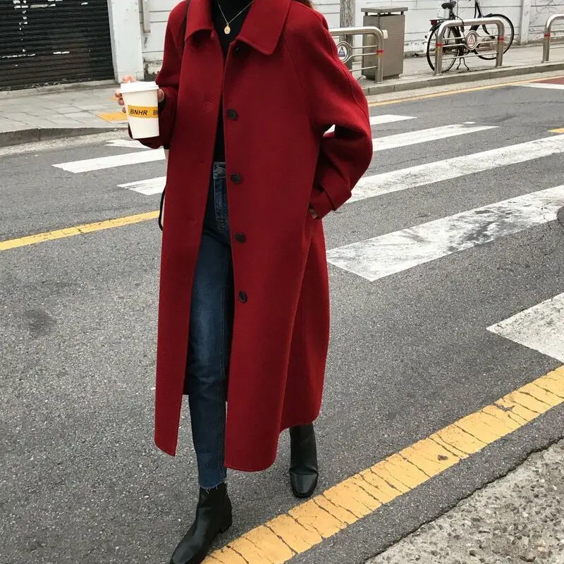 Fashion Women Solid Color Coat Autumn Winter Elagant Long Sleeve Single Breasted Jacket Female Thick Warm Woolen Overcoat L980
Fashion Women Solid Color Coat Autumn Winter Elagant Long Sleeve Single Breasted Jacket Female Thick Warm Woolen Overcoat L980