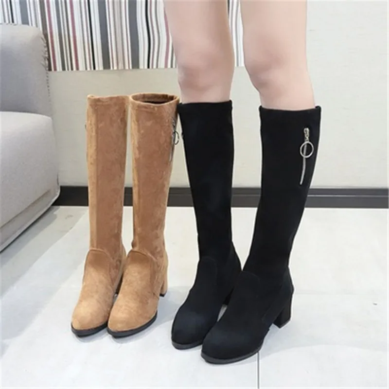 2020 Autumn Women Boots Fashion Flock Knee High Boots Square High Heel Zipper Long Boots Comfortable Round Toe Woman Shoes Black
2020 Autumn Women Boots Fashion Flock Knee High Boots Square High Heel Zipper Long Boots Comfortable Round Toe Woman Shoes Black