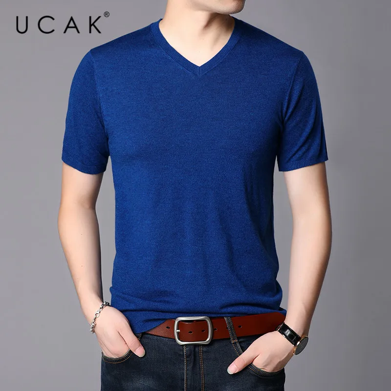 UCAK Brand Sweater Men Clothing Casual Short Sleeve V-Neck Pull Homme Pullover Spring New Arrivals Male Soft Wool Sweaters U1224 
UCAK Brand Sweater Men Clothing Casual Short Sleeve V-Neck Pull Homme Pullover Spring New Arrivals Male Soft Wool Sweaters U1224