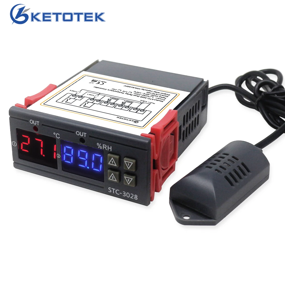 AC 110V 220V DC 12V STC-3028 Digital Temperature Humidity Control Thermostat Hygrostat Thermometer Hygrometer Controller
AC 110V 220V DC 12V STC-3028 Digital Temperature Humidity Control Thermostat Hygrostat Thermometer Hygrometer Controller