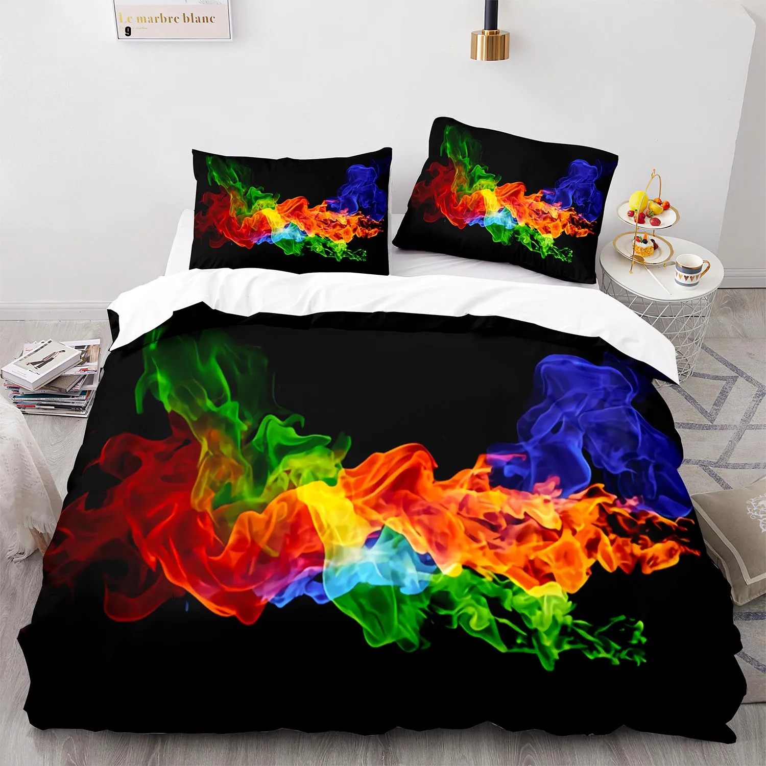 

Colorful Flame Bedding Set Single Twin Full Queen King Size Ice And Fire Blaze Bed Set Children Kid Bedroom Duvetcover Sets 008
