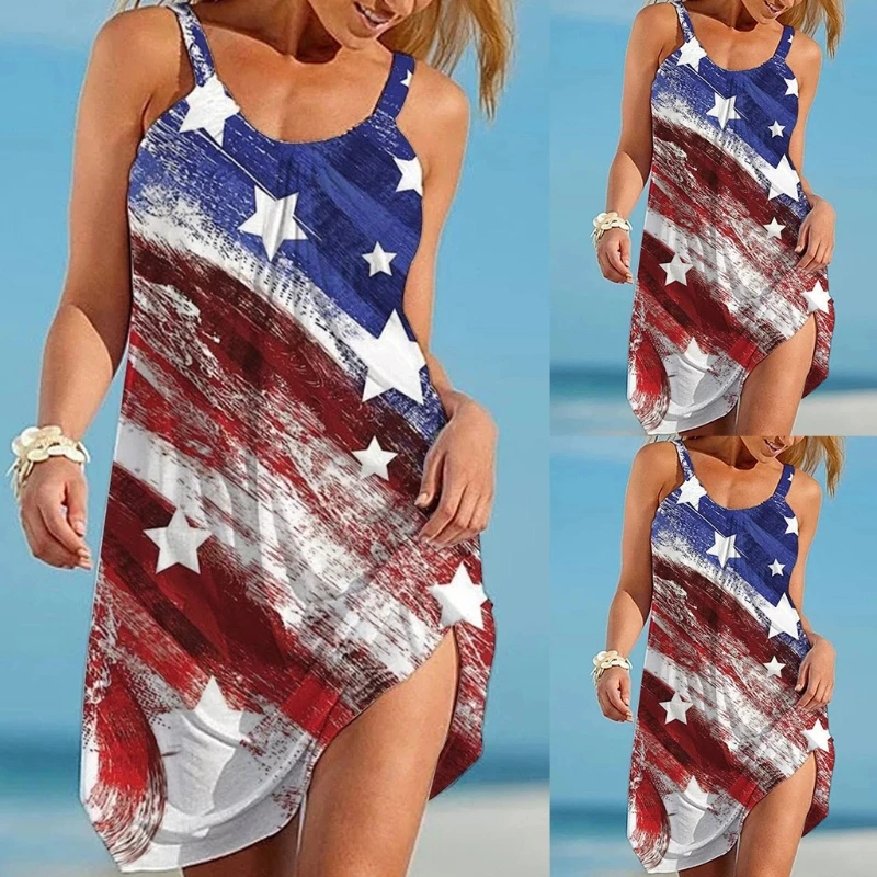 Women Summer Sleeveless Halter Flowy Long Tank Dress Vintage Sunflower American Flag Printed Flared Hem Casual Loose Beach Sundr
Women Summer Sleeveless Halter Flowy Long Tank Dress Vintage Sunflower American Flag Printed Flared Hem Casual Loose Beach Sundr