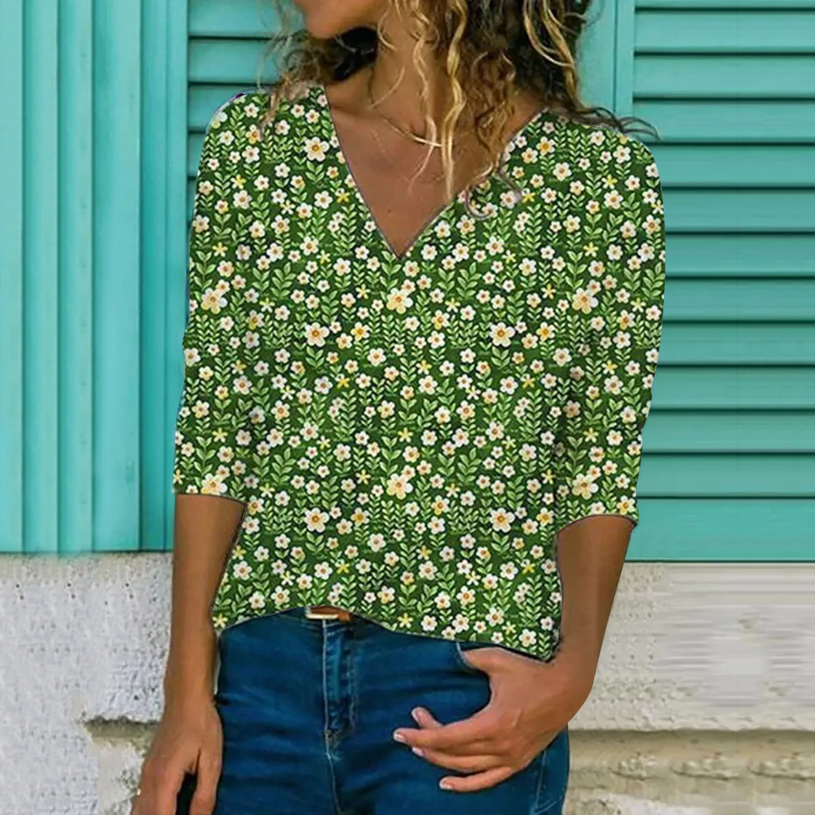 Women's Flower Print Blouse Loose V-neck Long-sleeved Top Autumn New Summer 2021 Casual Ladies Elegant Loose Blouse 2021 R5
Women's Flower Print Blouse Loose V-neck Long-sleeved Top Autumn New Summer 2021 Casual Ladies Elegant Loose Blouse 2021 R5