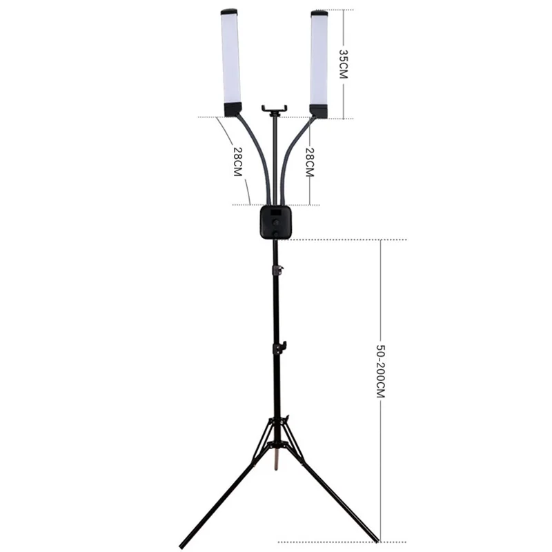 Led Video Light Double Arms Photographic Lighting 3000-6000K Lamp With Tripod Stand For iPhone Mobile Smartphone Phone Makeup
Led Video Light Double Arms Photographic Lighting 3000-6000K Lamp With Tripod Stand For iPhone Mobile Smartphone Phone Makeup