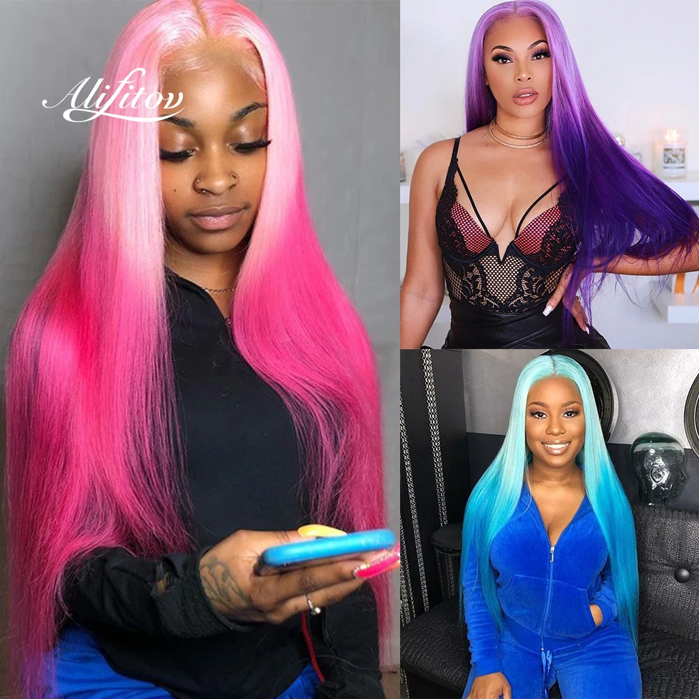 ALIFITOV полурозовые полуфиолетовые цветные парики на сетке спереди, прямые человеческие волосы, парики с естественной линией волос, предварит... 
ALIFITOV полурозовые полуфиолетовые цветные парики на сетке спереди, прямые человеческие волосы, парики с естественной линией волос, предварит...