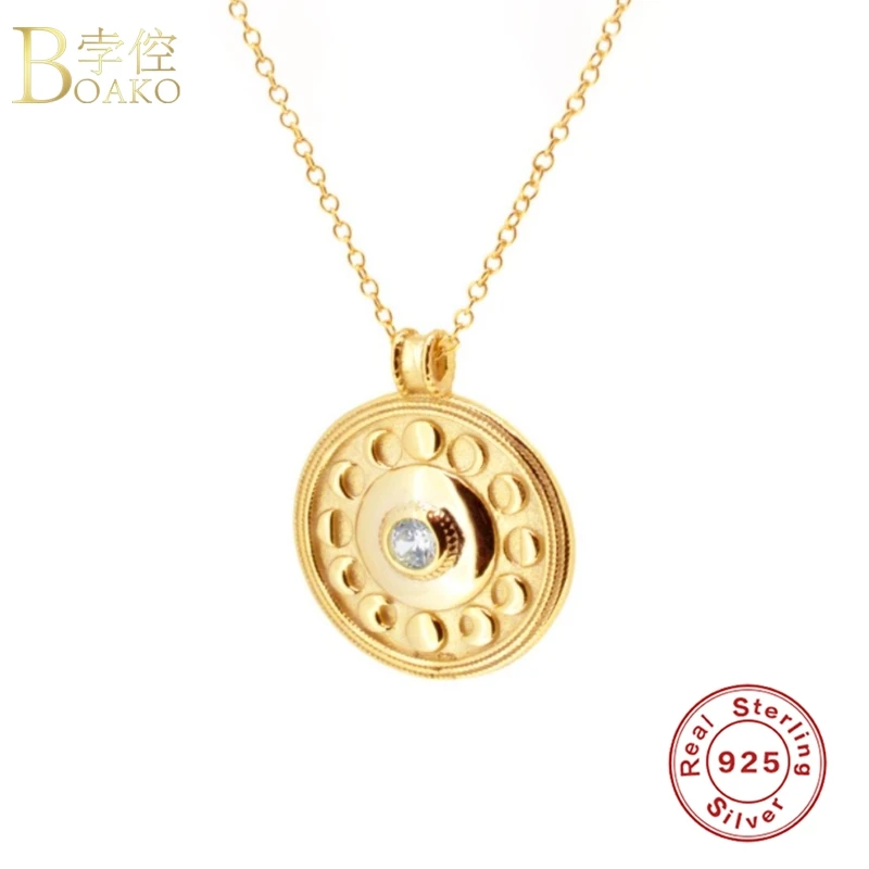 BOAKO Round Pendant 925 Sterling Silver Necklaces For Women Fine Jewelry Chain Choker Gold Necklace Collares Bijoux Collars
BOAKO Round Pendant 925 Sterling Silver Necklaces For Women Fine Jewelry Chain Choker Gold Necklace Collares Bijoux Collars