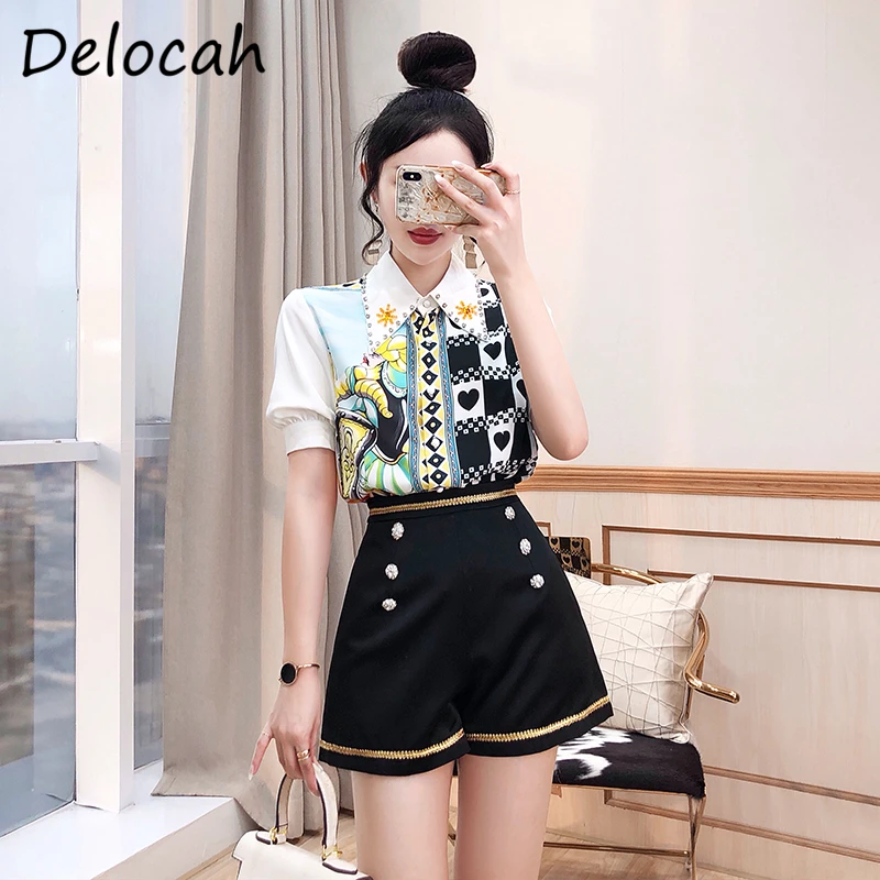 Delocah New 2021 Summer Women Fashion Runway Shorts Sets Lantern Sleeve Vintage Loose Blouses + High Waist Casual Shorts Suits
Delocah New 2021 Summer Women Fashion Runway Shorts Sets Lantern Sleeve Vintage Loose Blouses + High Waist Casual Shorts Suits