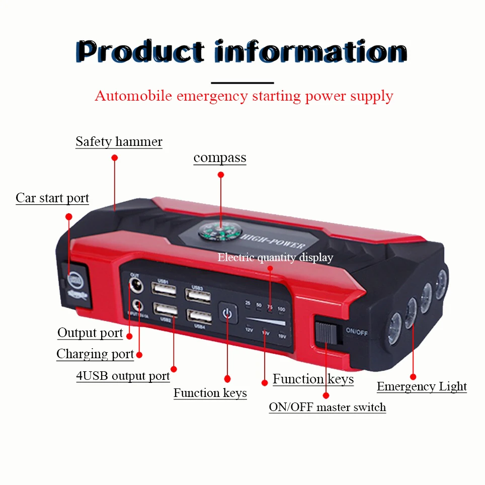 2021 Starter 3000A Car Jump Starter 12V 98000mAh Vehicle Buster Booster Starting Device Auto Emergency Start Battery Power Bank
2021 Starter 3000A Car Jump Starter 12V 98000mAh Vehicle Buster Booster Starting Device Auto Emergency Start Battery Power Bank