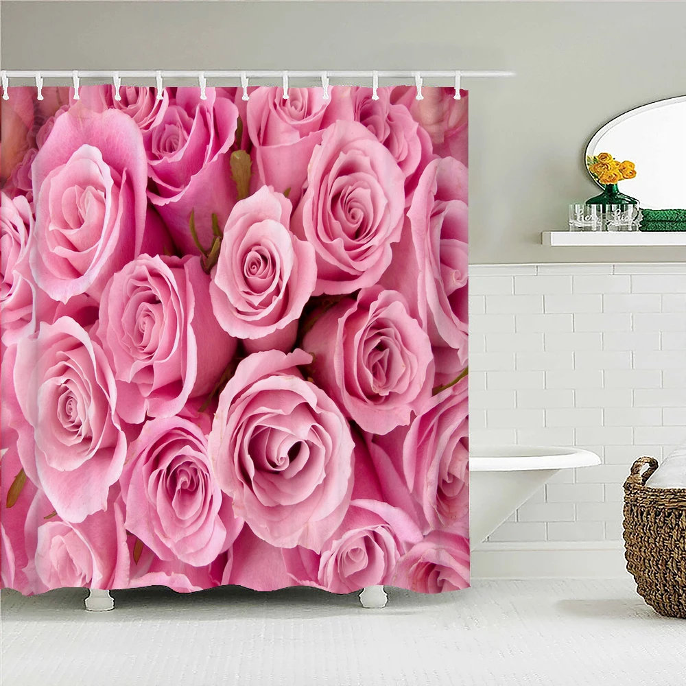 

Beautiful Flowers Rose Sunflower Tulip Shower Curtain Bathroom Curtains Waterproof Fabric 180X180cm With Hooks Home Decorate