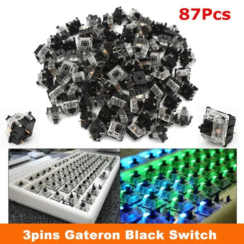 87Pcs Pack Switches RGB Series 3pins Gateron Black Switch Fit for OEM Mechanical Gaming Keyboard Keyboards Accessories
87Pcs Pack Switches RGB Series 3pins Gateron Black Switch Fit for OEM Mechanical Gaming Keyboard Keyboards Accessories