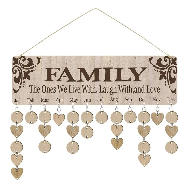 Wooden Family Birthday Reminder Calendar Sign Wood Hanging Crafts Ornament for Home Birthday Party Front Door Decoration Board
Wooden Family Birthday Reminder Calendar Sign Wood Hanging Crafts Ornament for Home Birthday Party Front Door Decoration Board