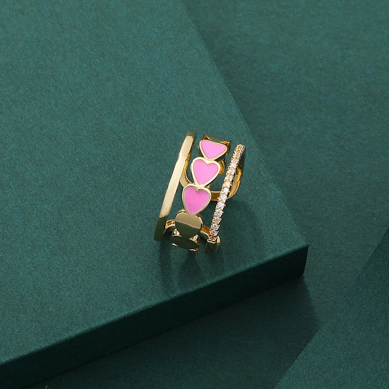 Fashion Creative Pink Peach Heart Enamel Opening Rings For Women Temperament Gold Plated Color Finger Anillos Party Jewelry
Fashion Creative Pink Peach Heart Enamel Opening Rings For Women Temperament Gold Plated Color Finger Anillos Party Jewelry
