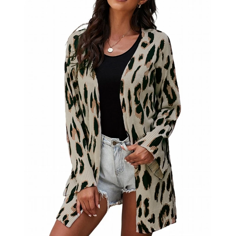 Women Leopard Print Cardigan Casual Long Sleeve Knitted Sweater Coat Jacket Autumn Winter Warm Fashion Outwear
Women Leopard Print Cardigan Casual Long Sleeve Knitted Sweater Coat Jacket Autumn Winter Warm Fashion Outwear