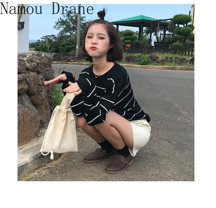 2-Color 2020 Autumn and Winter Korean Style Ins Pure Color Pullover Loose Striped Long-Sleeved round Neck Sweater Women
2-Color 2020 Autumn and Winter Korean Style Ins Pure Color Pullover Loose Striped Long-Sleeved round Neck Sweater Women