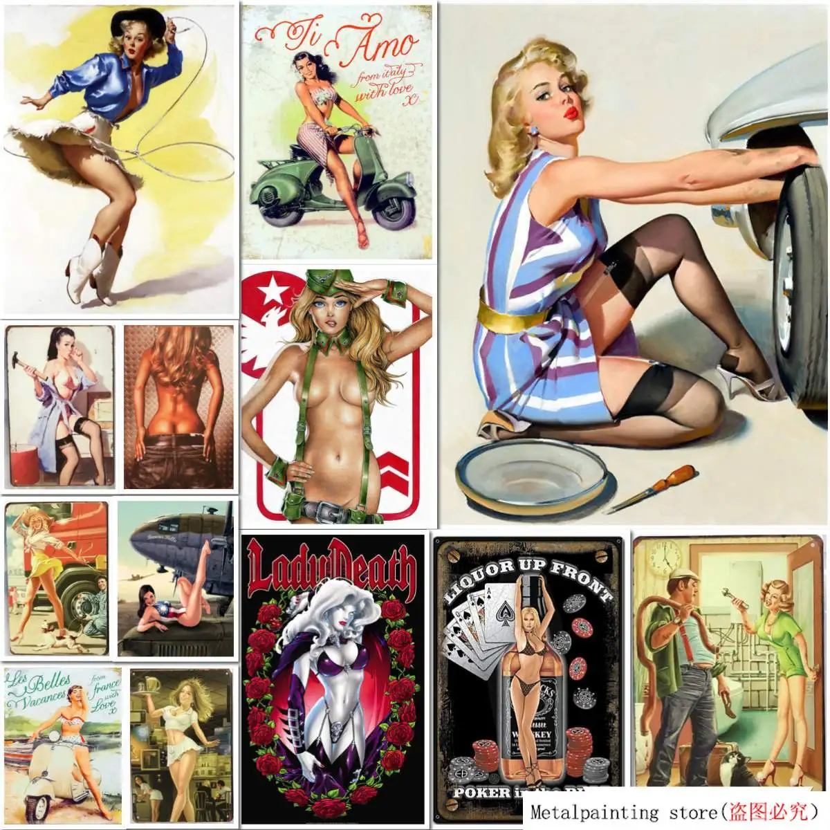 Sexy Bare Girl Metal Signs Vintage Poster Kiss Band Plaque Wall Sticker Home Decoration Classic Painting Plate Bar Club Decor
Sexy Bare Girl Metal Signs Vintage Poster Kiss Band Plaque Wall Sticker Home Decoration Classic Painting Plate Bar Club Decor
