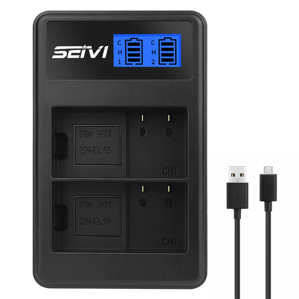 EN-EL15 EN15 зарядное устройство с USB-кабелем для камер Nikon 1 V1 Z6 Z7 D600 D610 D750 D800 D810 D810A
EN-EL15 EN15 зарядное устройство с USB-кабелем для камер Nikon 1 V1 Z6 Z7 D600 D610 D750 D800 D810 D810A