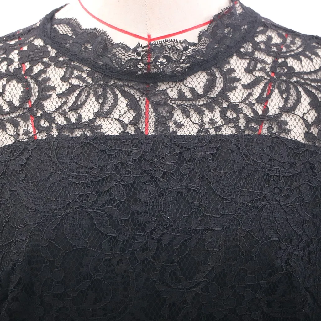 Solid Black Dress Women Short Sleeve O-neck Splicing Dresses Lace Backless Hollow Elegant Ladies Party Dress Vestidos Robe Femme
Solid Black Dress Women Short Sleeve O-neck Splicing Dresses Lace Backless Hollow Elegant Ladies Party Dress Vestidos Robe Femme