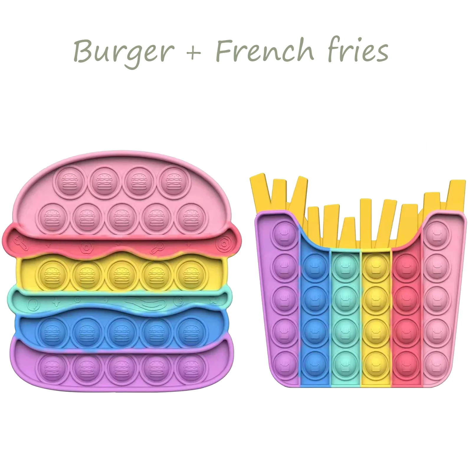 French fries burger Fidget Reliver Stress Toy Rainbow Push Bubble Sensory Antistress Toy Adult Children Relieve Autism Need Тоуs
French fries burger Fidget Reliver Stress Toy Rainbow Push Bubble Sensory Antistress Toy Adult Children Relieve Autism Need Тоуs