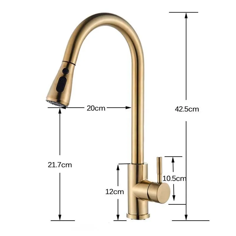 360 Rotation Gold Hot Cold Kitchen Pull Out Sink Faucets Brushed Brass Single Lever Mixers Tap Ceramic Valve Core Spray Stream
360 Rotation Gold Hot Cold Kitchen Pull Out Sink Faucets Brushed Brass Single Lever Mixers Tap Ceramic Valve Core Spray Stream