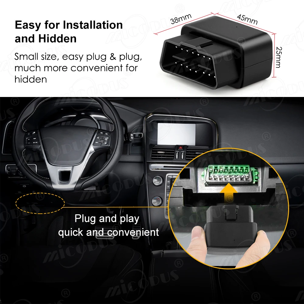 OBD GPS Tracker Car Tracker Micodus MV33 Realtime Tracking Voice Monitor Mini GPS Locator Shock&Plug-out Alarm Geofence Free APP
OBD GPS Tracker Car Tracker Micodus MV33 Realtime Tracking Voice Monitor Mini GPS Locator Shock&Plug-out Alarm Geofence Free APP