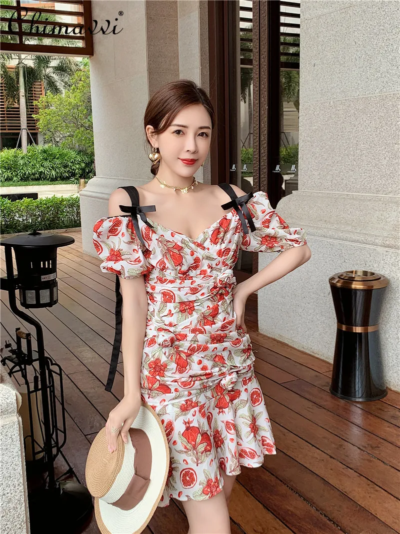 Holiday Off Shoulder Printed High Waist Dress for Women Thin Strap Elegant Vacation Short Dress Female Short Sleeve Dress
Holiday Off Shoulder Printed High Waist Dress for Women Thin Strap Elegant Vacation Short Dress Female Short Sleeve Dress