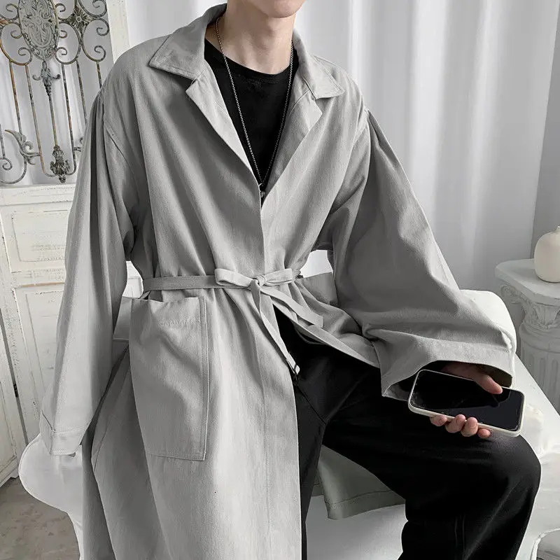 2020 Spring And Autumn New Youth Popular Men's Pure Color Loose Dark Loose Mid-length Windbreaker Fashion Casual Lace-up Top 
2020 Spring And Autumn New Youth Popular Men's Pure Color Loose Dark Loose Mid-length Windbreaker Fashion Casual Lace-up Top