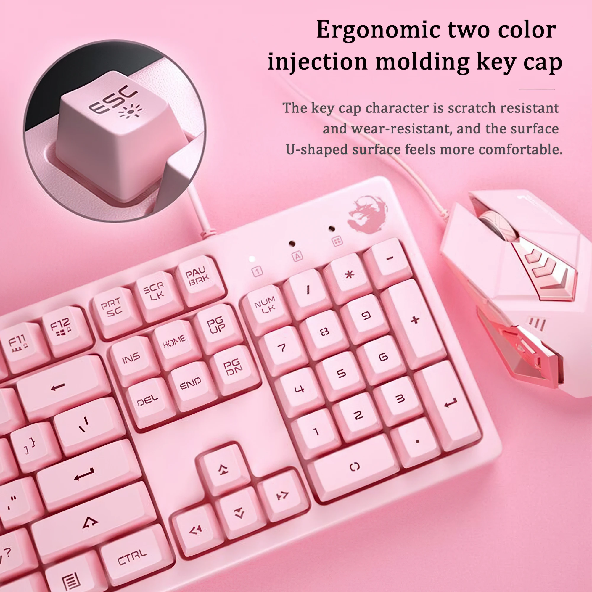 Клавиатура и мышь гарнитура механические игровые наборы милая розовая
