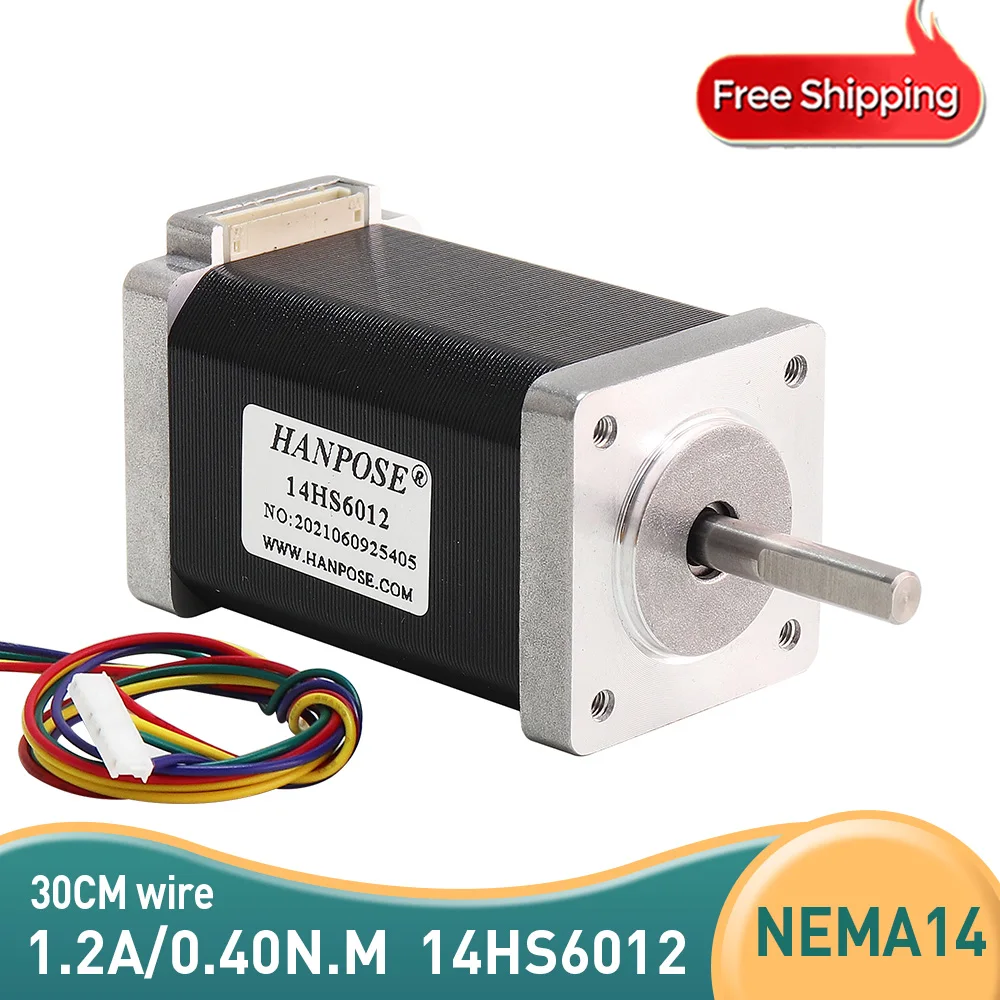 1PCS Nema 14 Stepper Motor 14HS6012 60mm 0.40Ncm 4-lead Nema14 Step Motor 1.2A 1m Cable for DIY 3D Printer CNC Robot
1PCS Nema 14 Stepper Motor 14HS6012 60mm 0.40Ncm 4-lead Nema14 Step Motor 1.2A 1m Cable for DIY 3D Printer CNC Robot