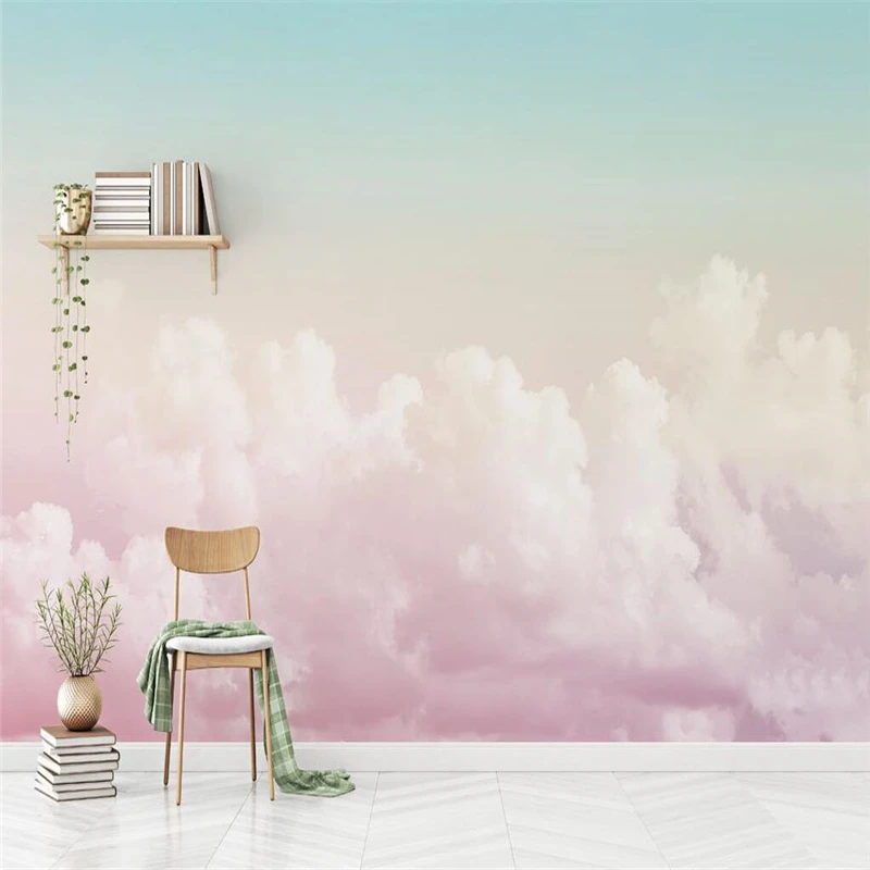 

beibehang Custom Pink sky clouds mural wall paper home decor European background walls wallpaper living room papel de parede 3D