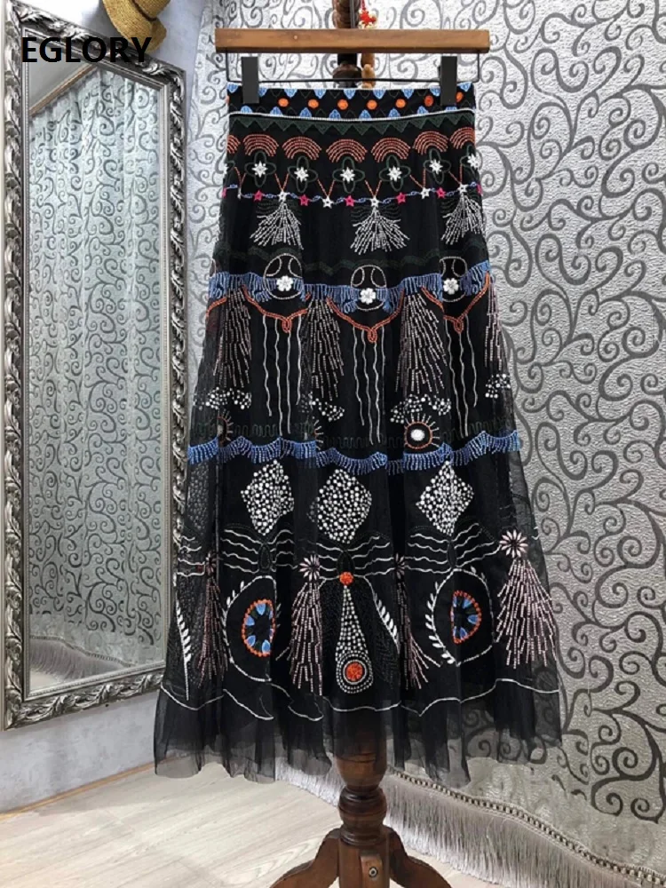 Женская длинная юбка с вышивкой, длинная винтажная юбка из тюля, весна-лето 2021 
Женская длинная юбка с вышивкой, длинная винтажная юбка из тюля, весна-лето 2021